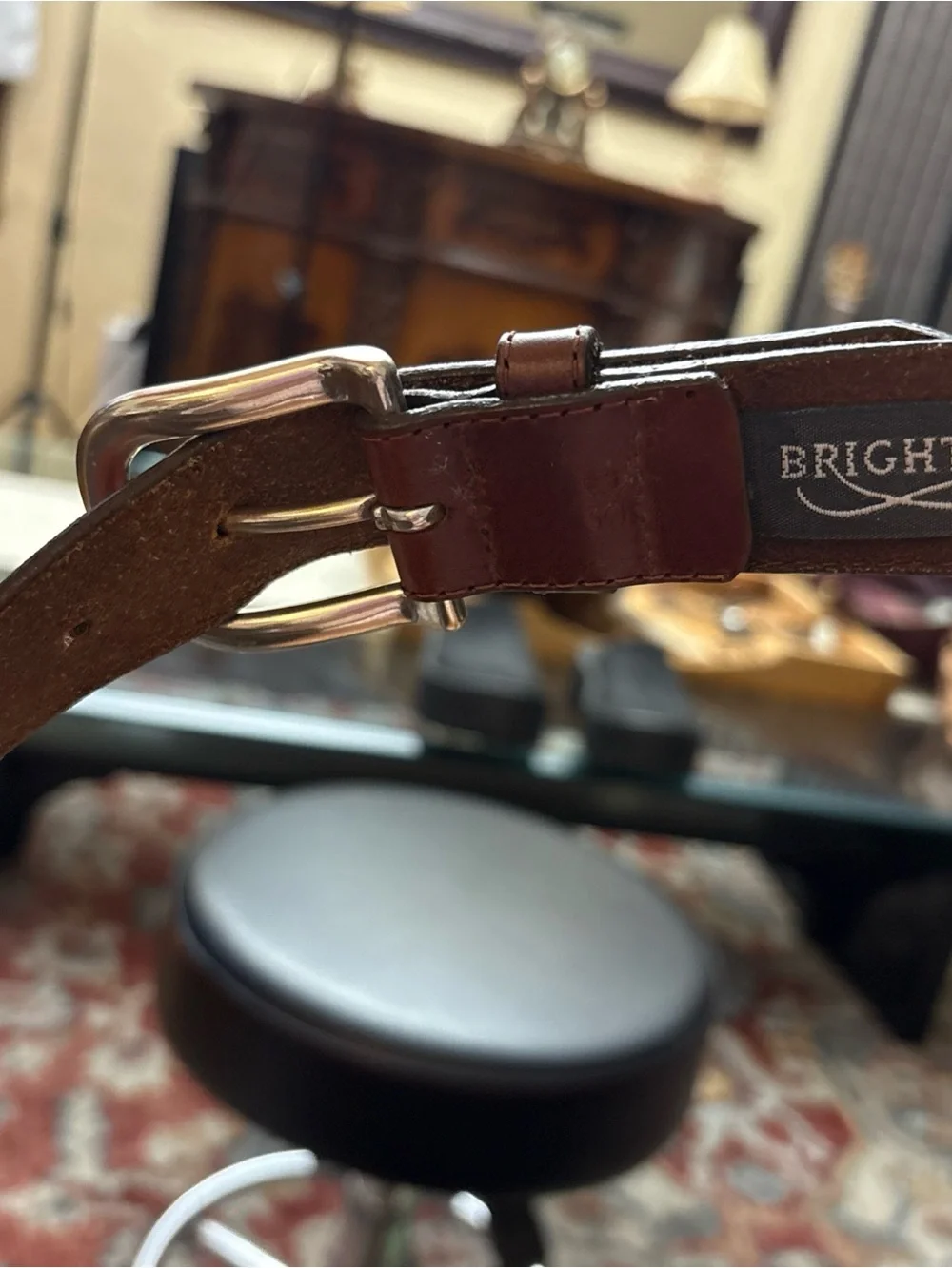VINTAGE Brighton Brown Leather Belt with Silver Buckle WITH SILVER flying fish 🐟